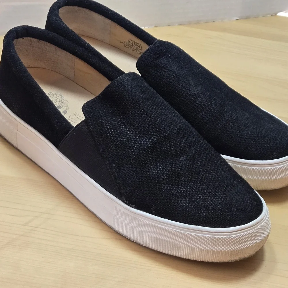Vince Camuto Korli Black Suede Slip On Platform Sneakers Women's Size 9.5 M